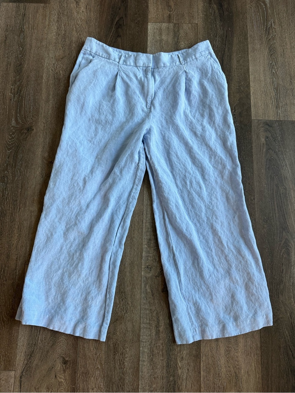 LOFT Sky-Blue Linen Wide-Leg Pants Women’s Size 14
